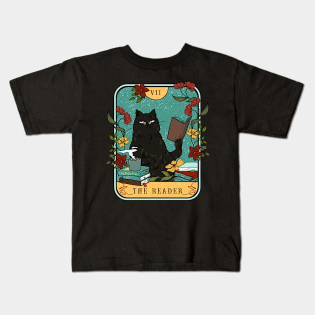 Funny Tarot Card, Cats and Plants, The Reader, Astrology Kids T-Shirt by ThatVibe
